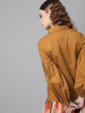 bishop sleeve solid regular shirt - 17773427 - Standard Image - 3