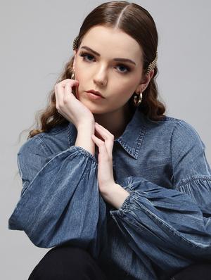 bishop sleeve solid regular shirt - 17773429 - Standard Image - 5