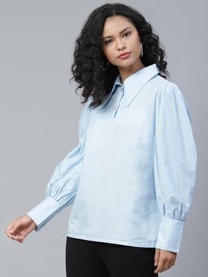 bishop sleeve solid shirt - 17773439 - Standard Image - 2