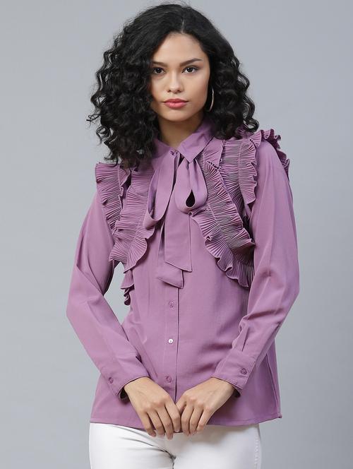 tie know frill detail regular shirt - 17773441 - Standard Image - 1