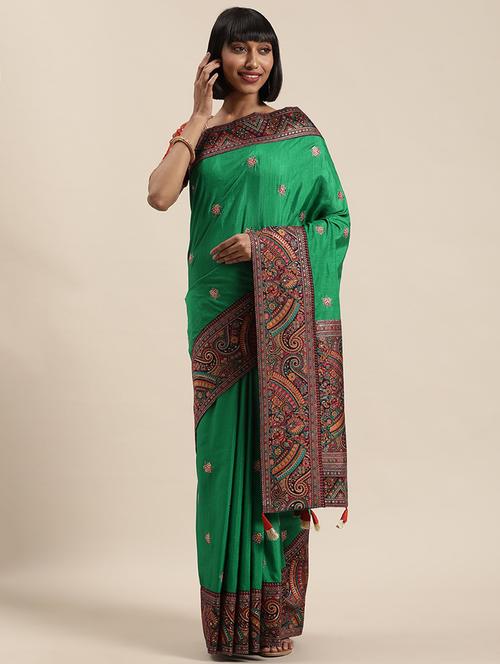 lace bordered embroidered saree with blouse - 17773594 - Standard Image - 1