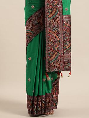 lace bordered embroidered saree with blouse - 17773594 - Standard Image - 4