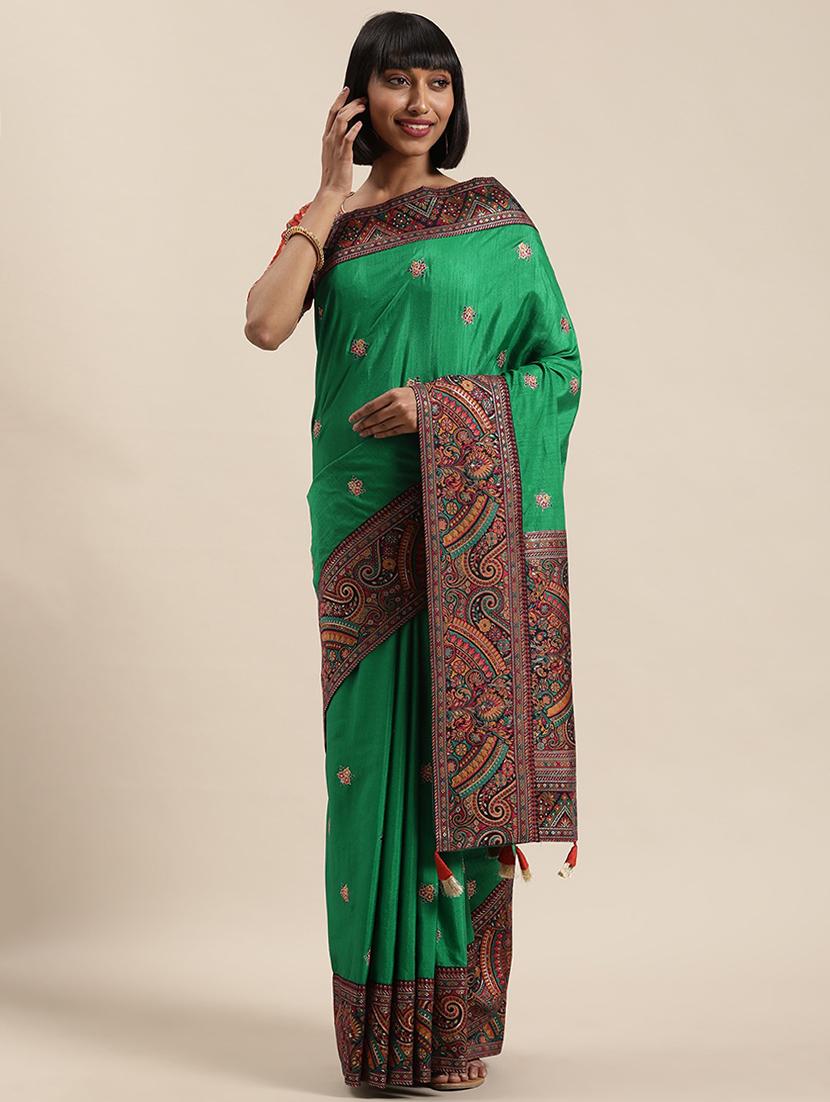 lace bordered embroidered saree with blouse - 17773594 - Zoom Image - 1