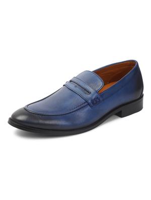 blue leather handicraft loafers - 17773833 - Standard Image - 2