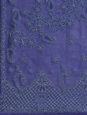 ada hand-embroidered blue chikankari saree with blouse - 17774163 - Standard Image - 6