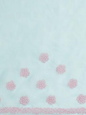 ada hand-embroidered light blue chikankari saree with blouse - 17774164 - Standard Image - 4