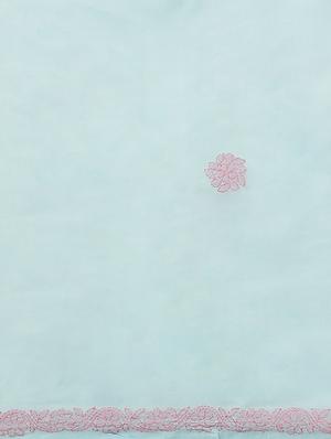 ada hand-embroidered light blue chikankari saree with blouse - 17774164 - Standard Image - 5