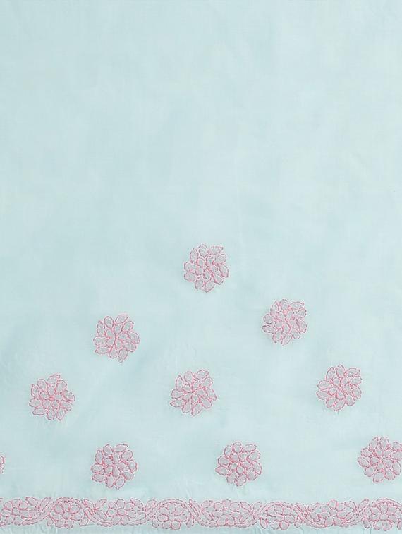 ada hand-embroidered light blue chikankari saree with blouse - 17774164 - Zoom Image - 4