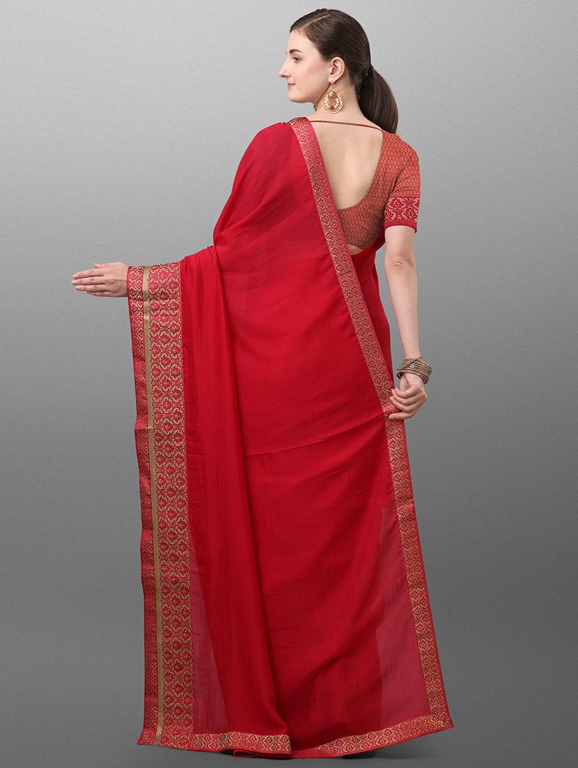 solid bordered saree with blouse - 17774546 - Zoom Image - 2