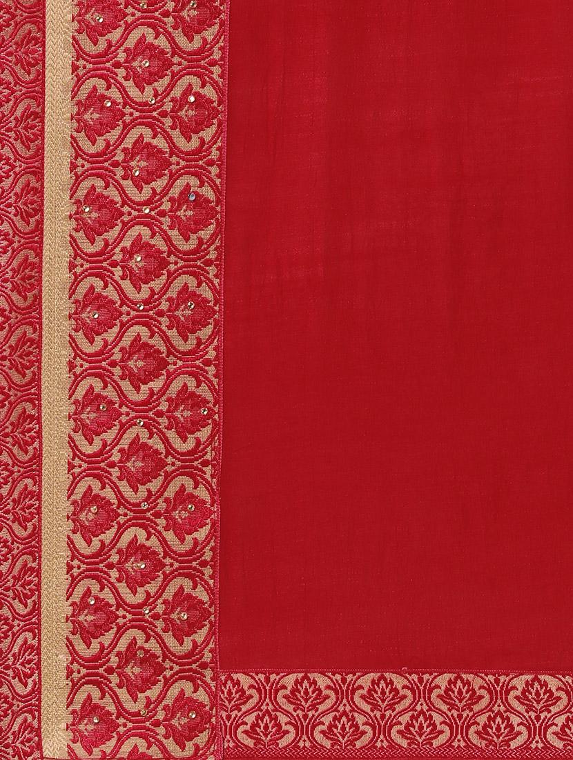 solid bordered saree with blouse - 17774546 - Zoom Image - 3