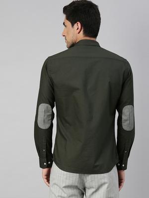 olive green solid casual shirt - 17774672 - Standard Image - 3