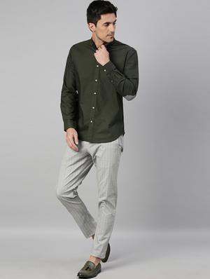 olive green solid casual shirt - 17774672 - Standard Image - 4