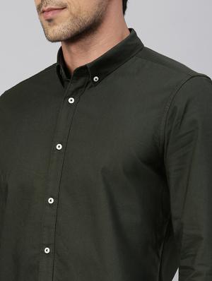 olive green solid casual shirt - 17774672 - Standard Image - 5