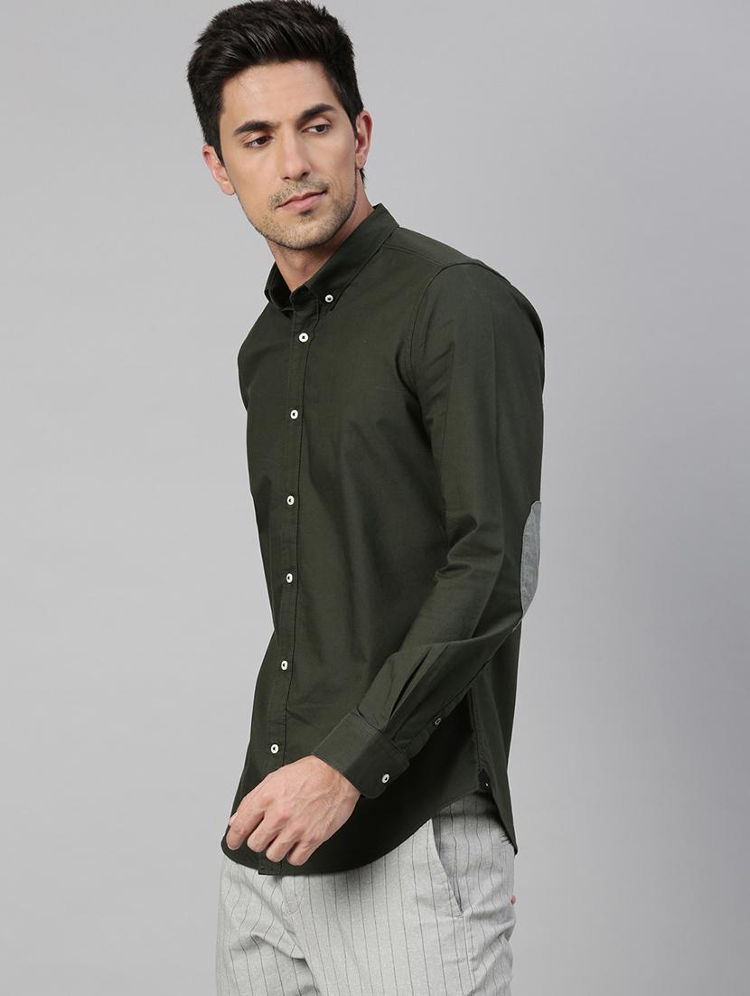 olive green solid casual shirt - 17774672 - Zoom Image - 2