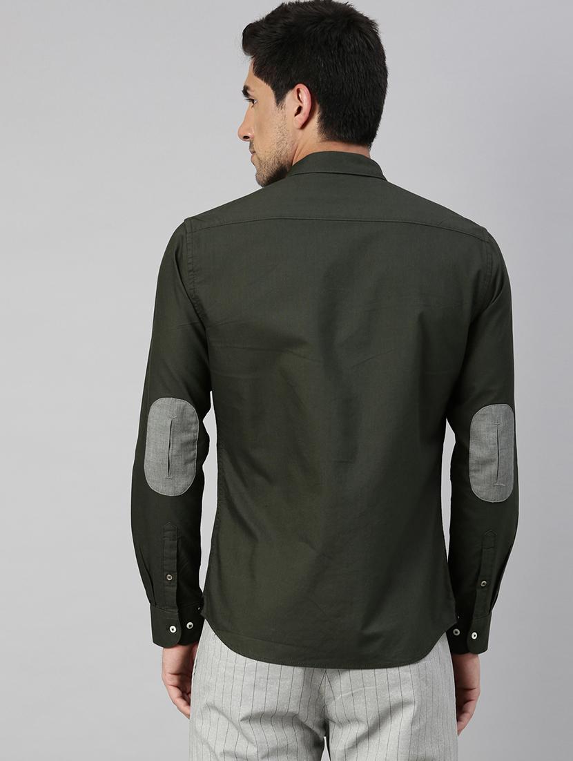 olive green solid casual shirt - 17774672 - Zoom Image - 3