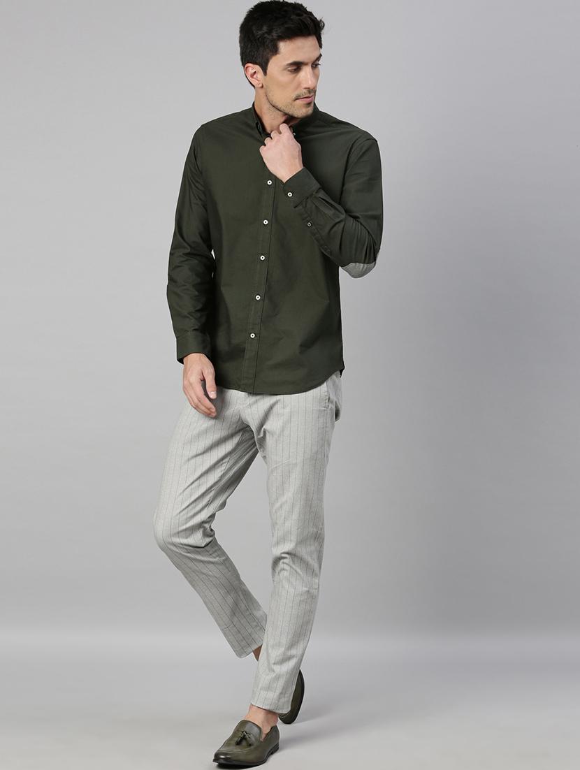 olive green solid casual shirt - 17774672 - Zoom Image - 4