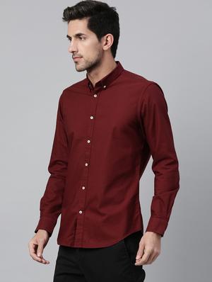 maroon solid casual shirt - 17774673 - Standard Image - 2