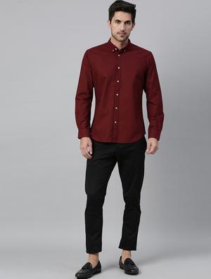 maroon solid casual shirt - 17774673 - Standard Image - 4
