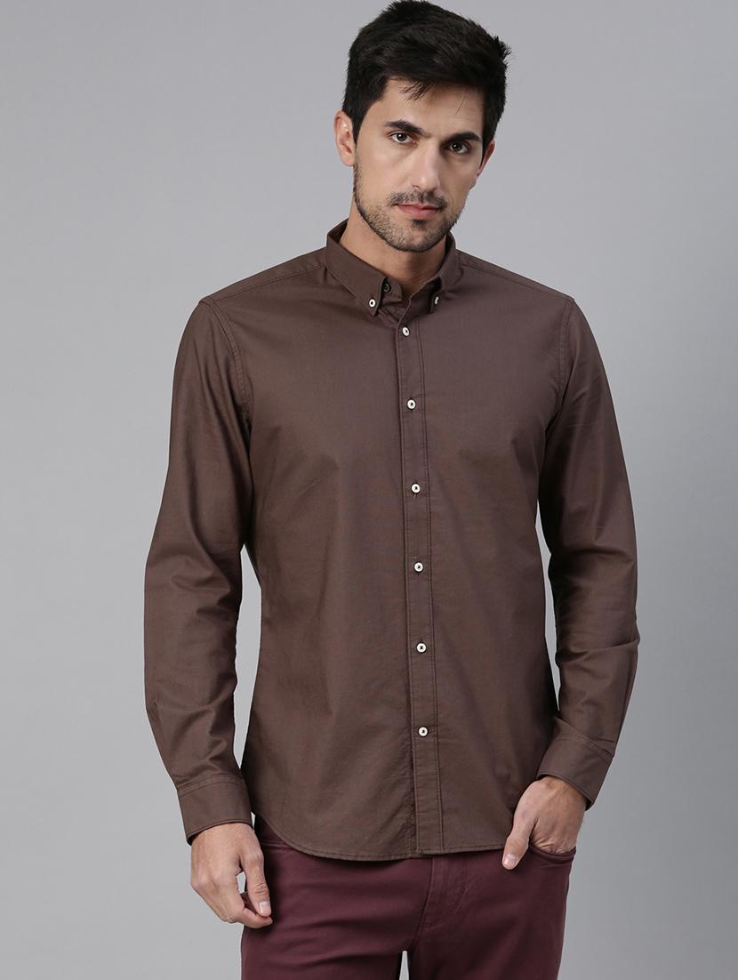 brown solid casual shirt - 17774677 - Zoom Image - 1