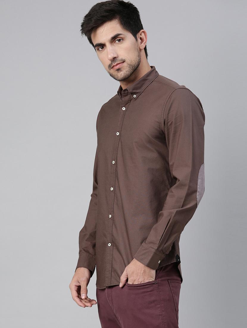 brown solid casual shirt - 17774677 - Zoom Image - 2