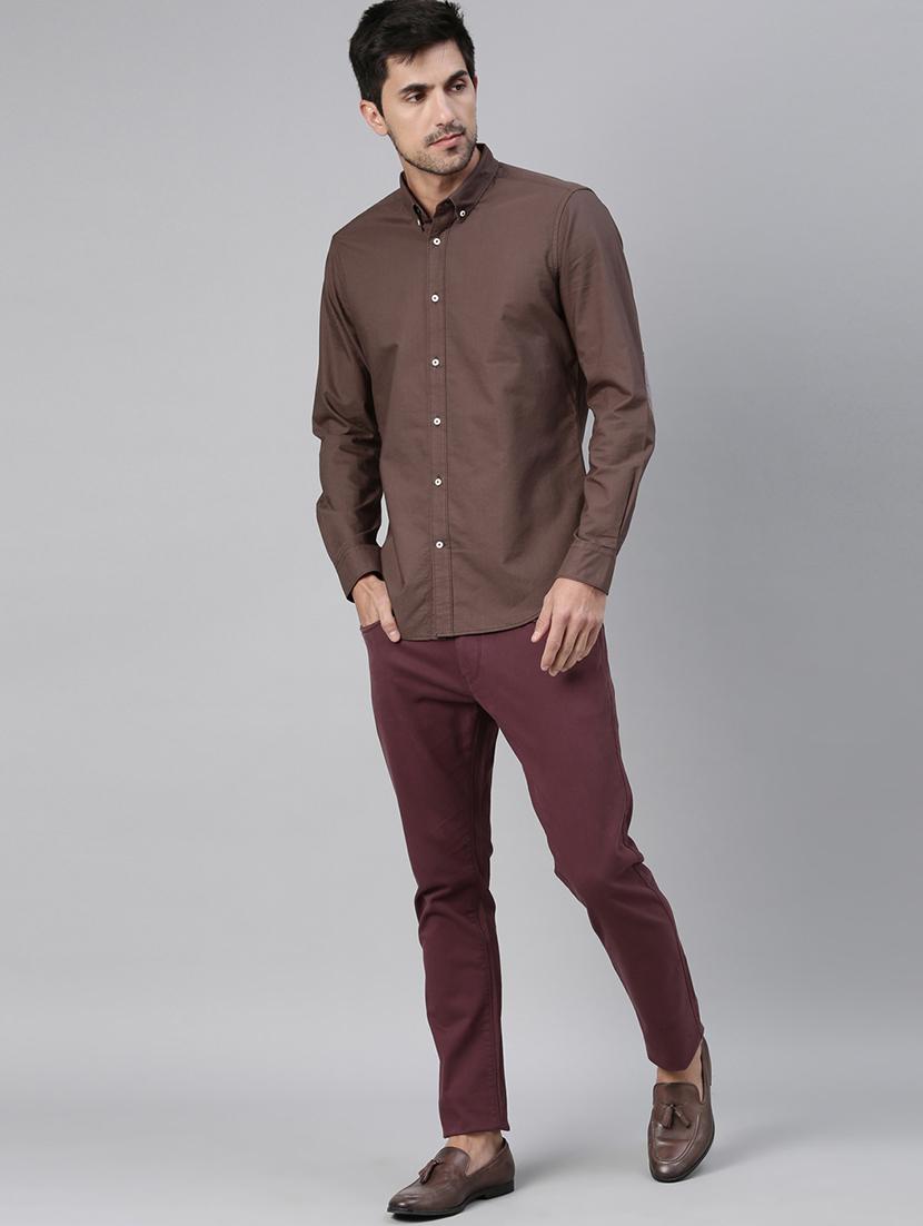 brown solid casual shirt - 17774677 - Zoom Image - 4