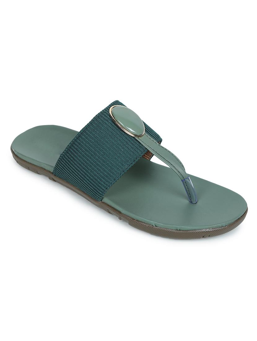 green pu slip on sandals - 17774686 - Zoom Image - 1