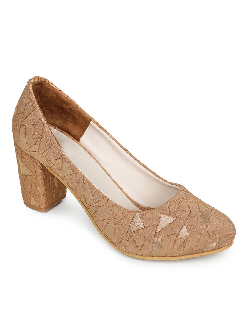 gold pu slip on pumps - 17774703 - Zoom Image - 1