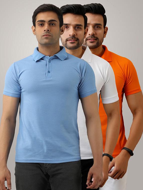 set of 3 multi colored solid polo t-shirts - 17774820 - Zoom Image - 1