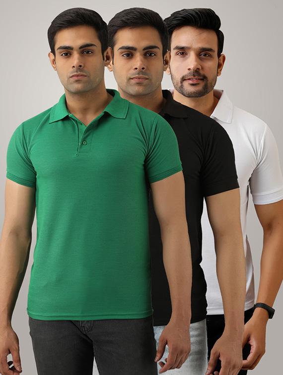 set of 3 multi colored solid polo t-shirts - 17774836 - Zoom Image - 1