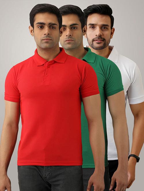 set of 3 multi colored solid polo t-shirts - 17774848 - Standard Image - 1