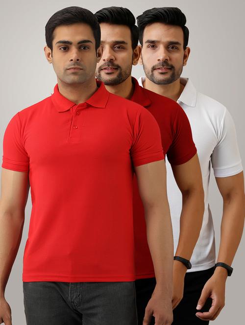 set of 3 multi colored solid polo t-shirts - 17774855 - Standard Image - 1