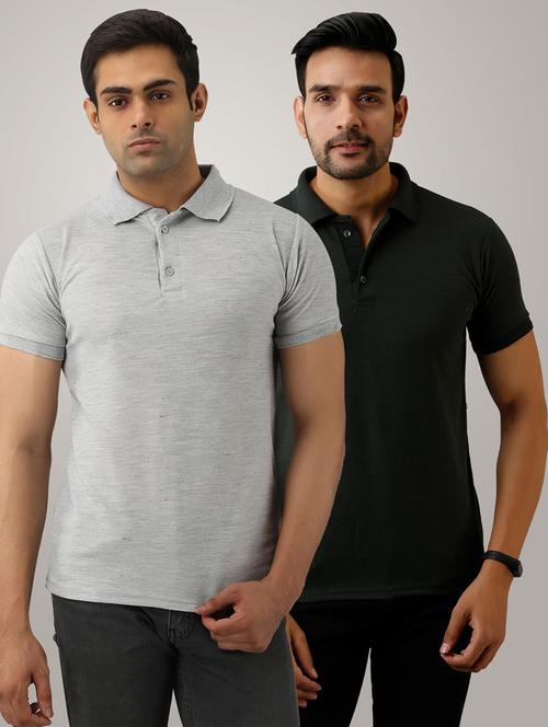 set of 2 multi colored solid polo t-shirts - 17774896 - Standard Image - 1