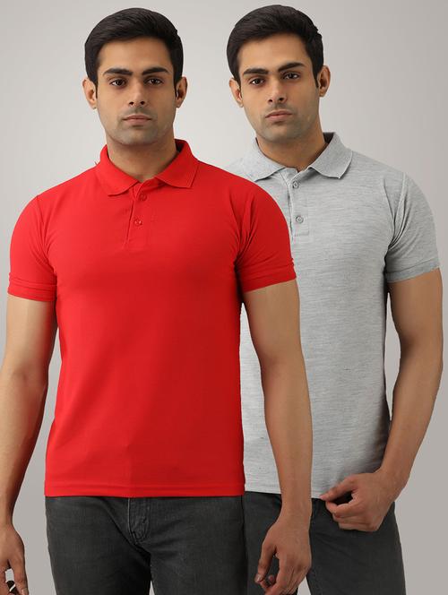 set of 2 multi colored solid polo t-shirts - 17774903 - Standard Image - 1