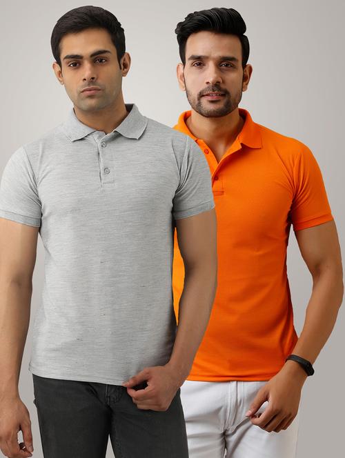set of 2 multi colored solid polo t-shirts - 17774915 - Standard Image - 1