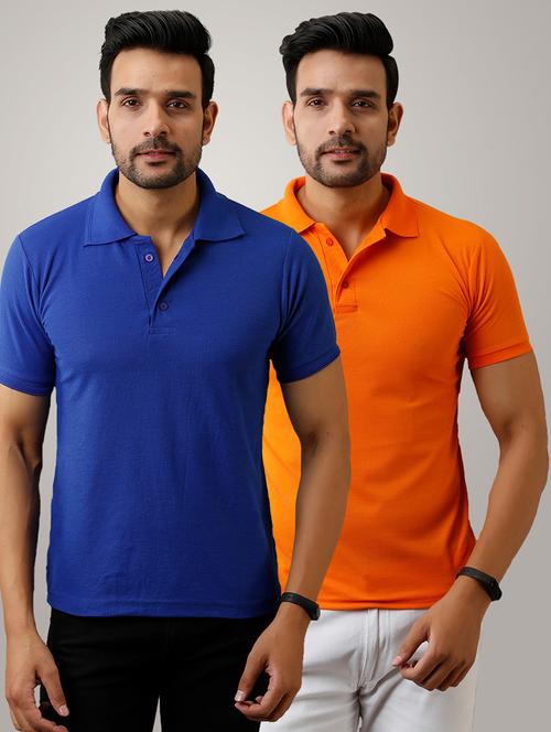 set of 2 multi colored solid polo t-shirts - 17774919 - Standard Image - 1