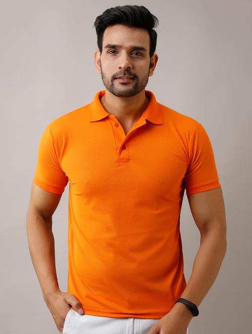 orange solid polo t-shirt - 17775045 - Standard Image - 1