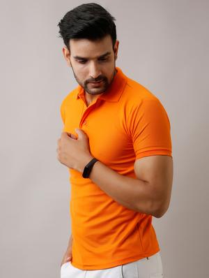 orange solid polo t-shirt - 17775045 - Standard Image - 2