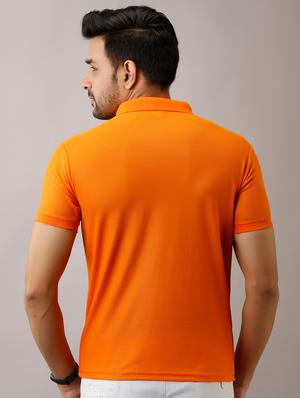 orange solid polo t-shirt - 17775045 - Standard Image - 3