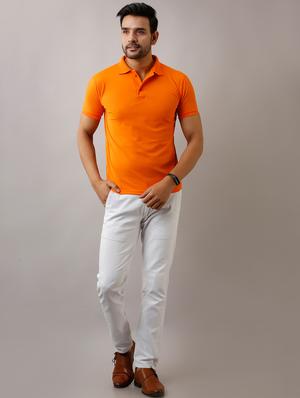 orange solid polo t-shirt - 17775045 - Standard Image - 4