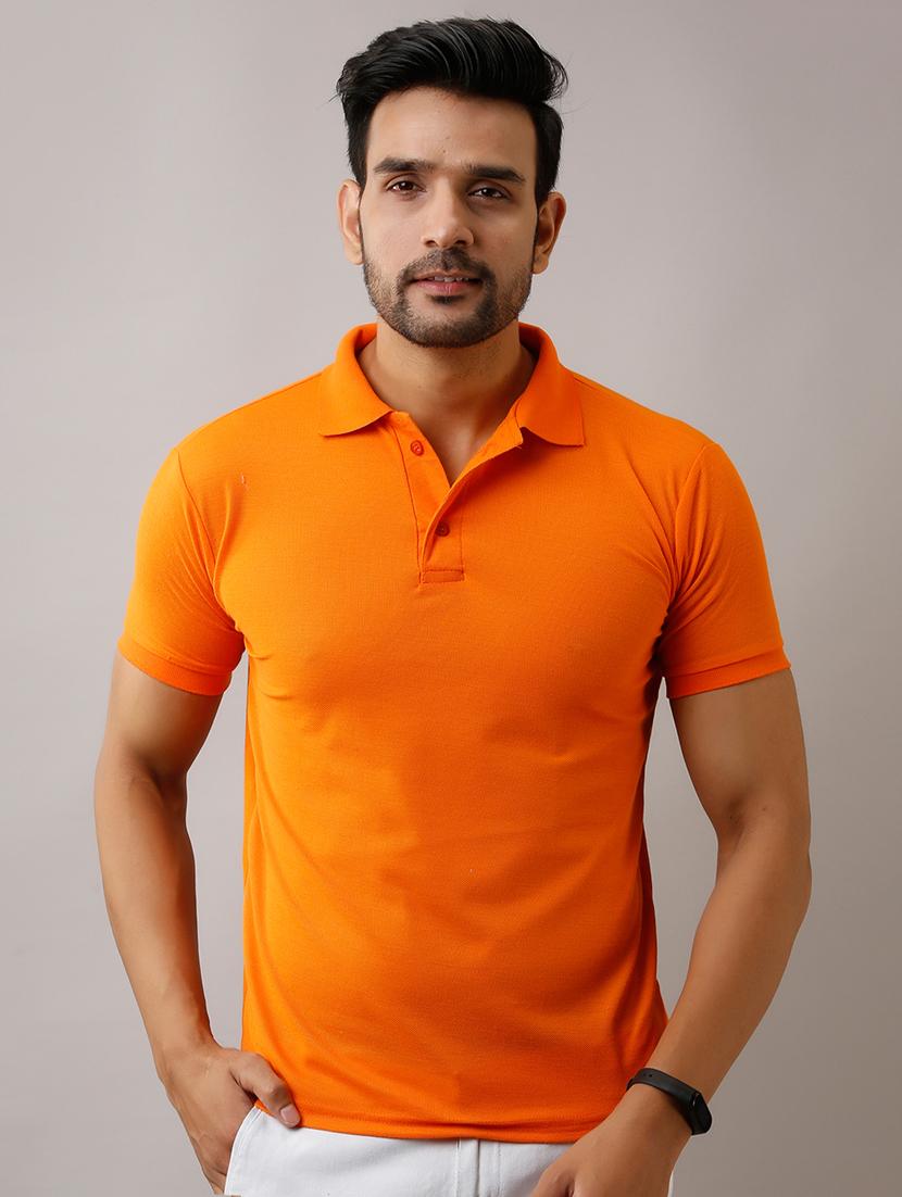 orange solid polo t-shirt - 17775045 - Zoom Image - 1