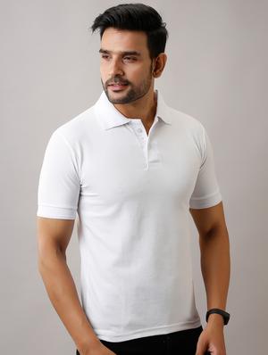 white solid polo t-shirt - 17775049 - Standard Image - 2