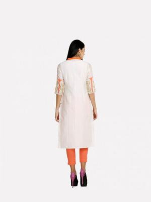 white printed band neck 3/4 sleeves - 17775124 - Standard Image - 4