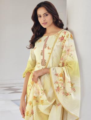 printed unstitched palazzo suit - 17775428 - Standard Image - 2
