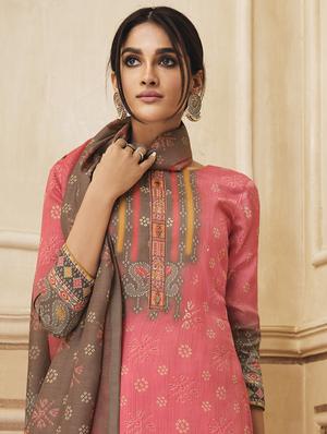 printed unstitched palazzo suit - 17775435 - Standard Image - 2
