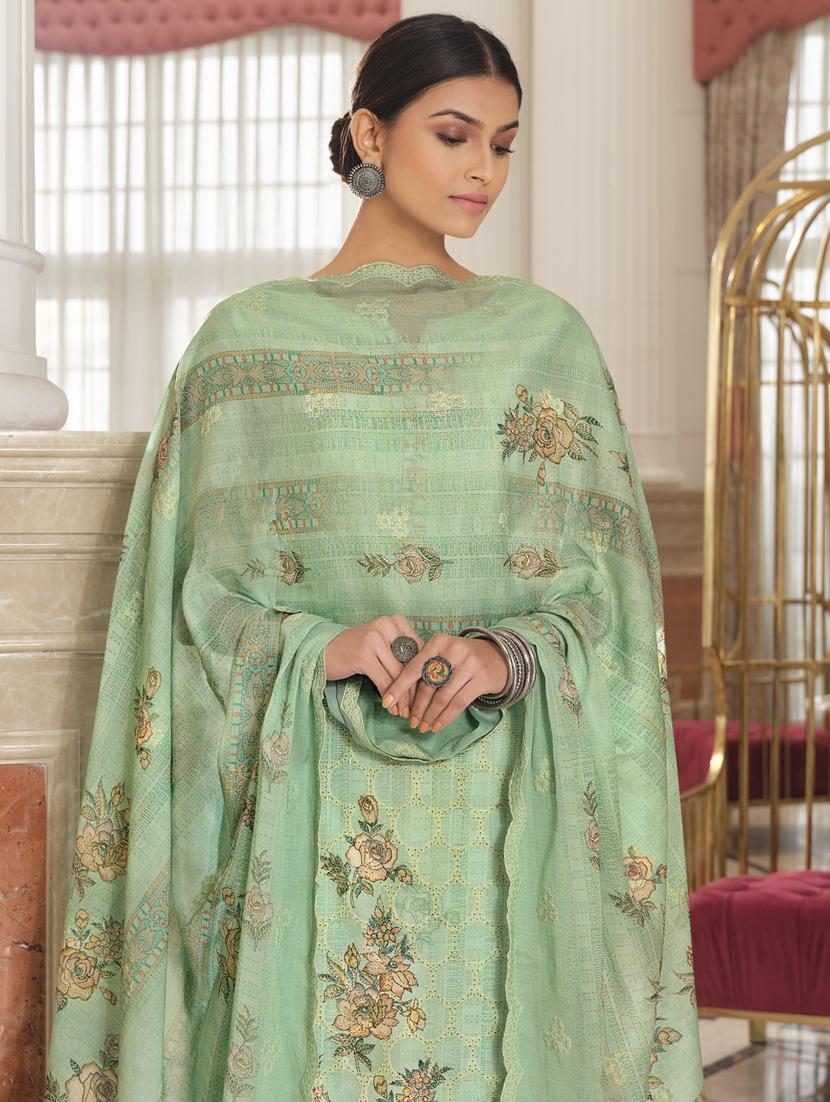 printed unstitched palazzo suit - 17775446 - Zoom Image - 3