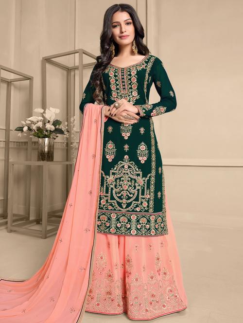 printed unstitched palazzo suit - 17775470 - Standard Image - 1