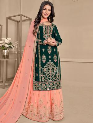 printed unstitched palazzo suit - 17775470 - Standard Image - 2