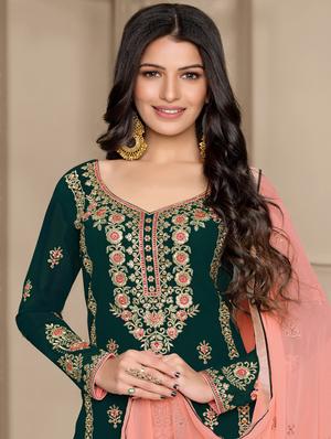 printed unstitched palazzo suit - 17775470 - Standard Image - 3
