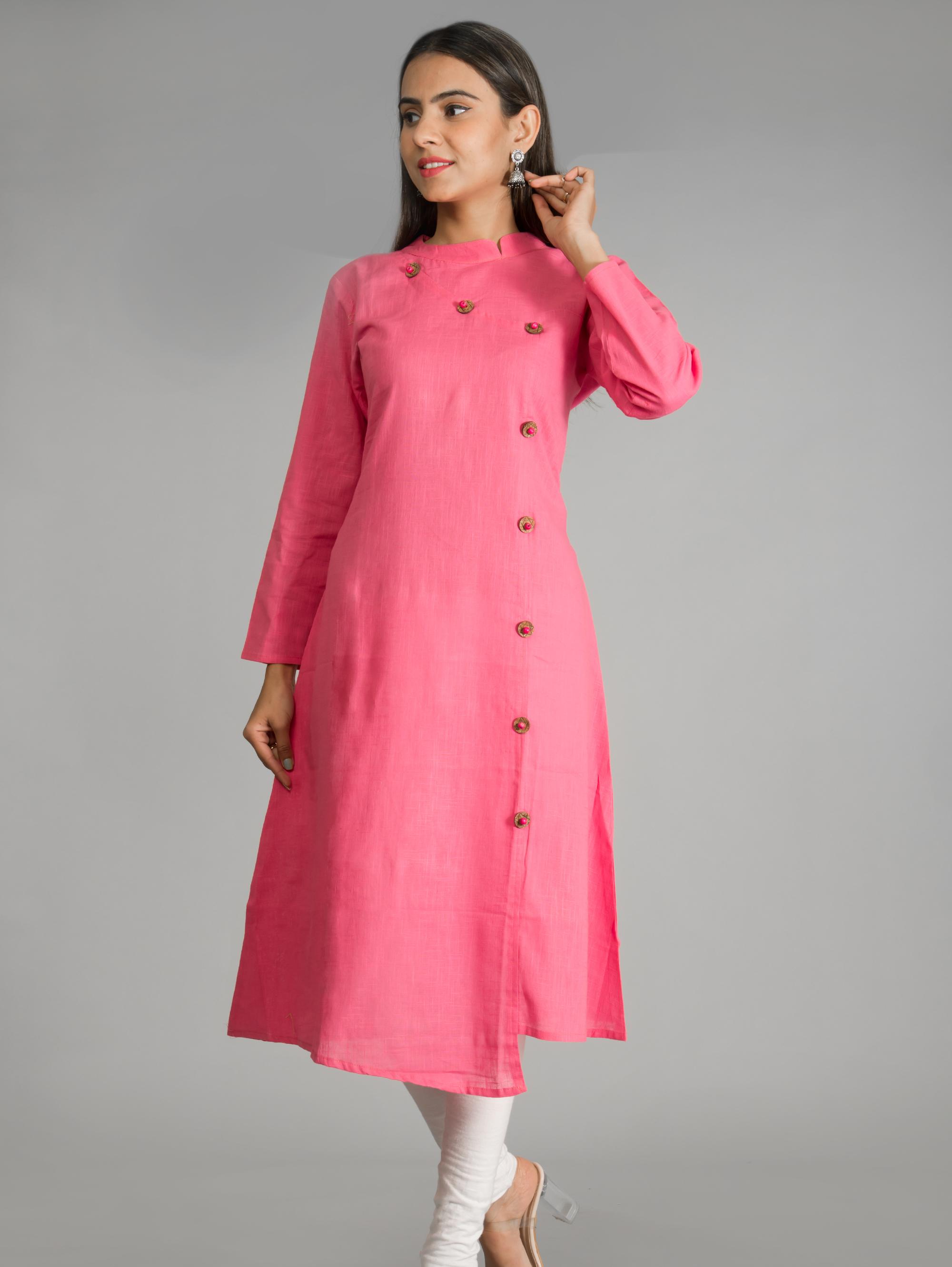 pink side cut cotton knee length - 17775601 - Zoom Image - 1