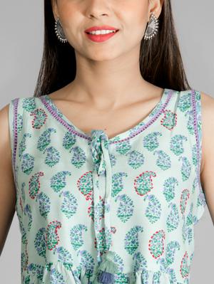 green rayon sleeveless top with embroidery - 17775664 - Standard Image - 4